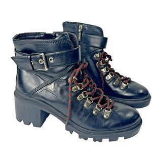 Guess Ryhan Heeled Lace-up Combat Boots | "Moncler Carol" Look-alikes Women Sz 7